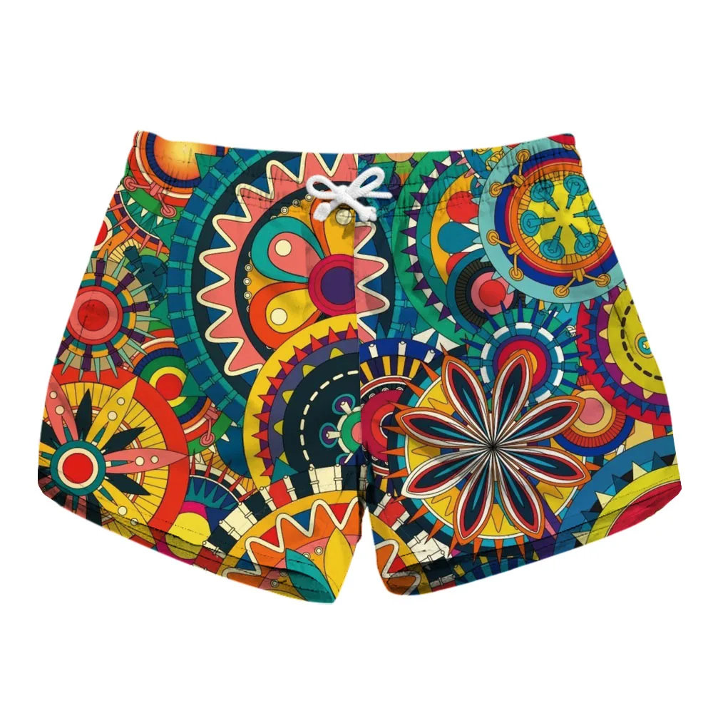 Summer Women Beach Shorts Mini Water Sport Pant Geometric Print Brand Surfing Short Drawstring Female Travel Surf Board Feminino
