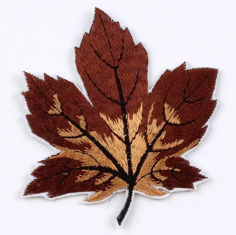 10pcs/lot Embroidered Maple Patch Iron On Sew On Leaf Badge For Jeans Clothes Backpack Coats Cap Stickers Diy Appliques Supplier image 3