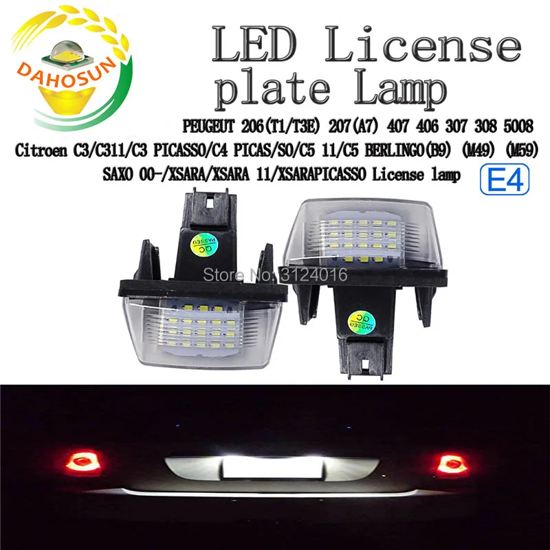 

dahosun Led License Lamp for Citroen C3 C4 C5 Berlingo Saxo Xsara Picasso for Peugeot 206 207 306 307 308 406 407 5008