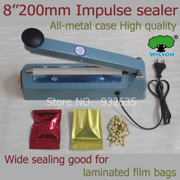 

Good quality all-matel 8" hand Impulse Sealer 8mm wide sealing wide Heat Sealing Machine Heat Sealing Plastic Bag Closer Sealer