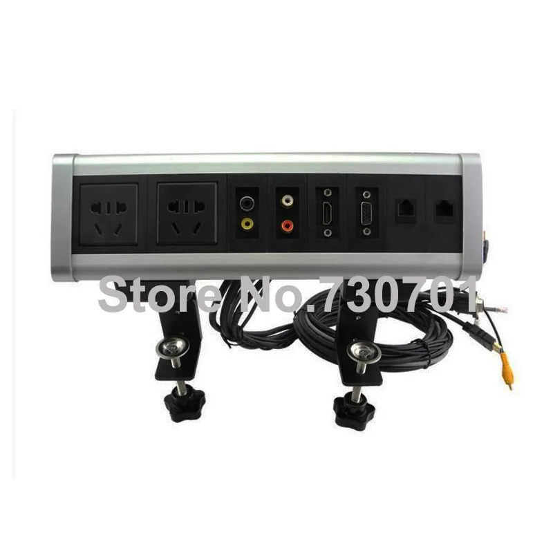 AU audio visual HDMI cat6 VGA socket same as pic aluminum alloy shelf sit-stand desk socket customized configuration with cable