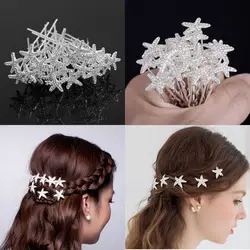 20PCS Wedding Bridal Hairpin Jewelry Silver plated Starfish Crystal Rhinestone Hair Clip Pins Accessories Wholesale