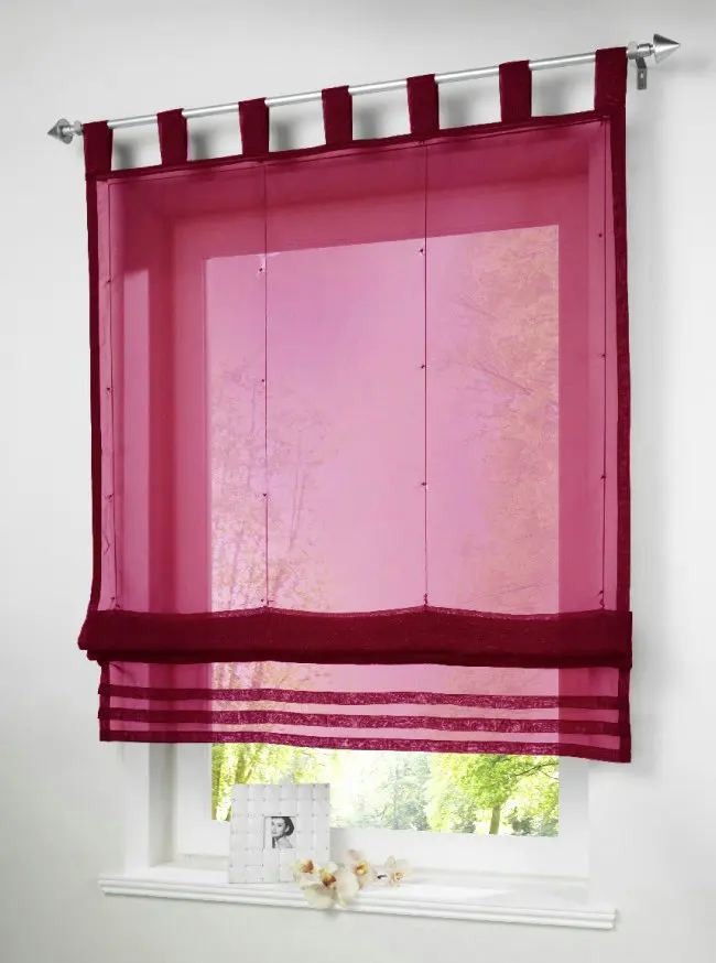 8 Colors Tab Top Roman Curtain Blind Home Wave European Living Room Balcony Voile 1PC