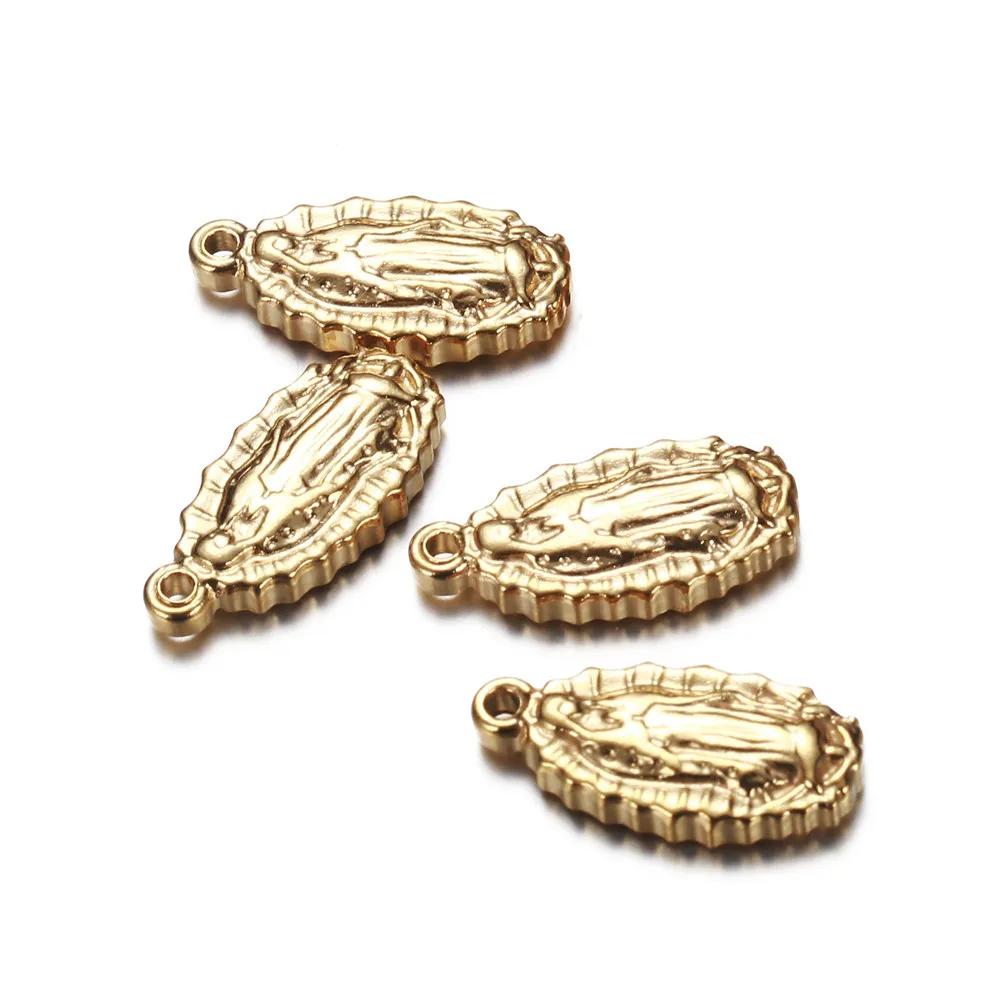 10PCS Wholesale Catholic Stainless Steel Virgin Charms for Jewelry Making Virgin Christian Pendant Accessories