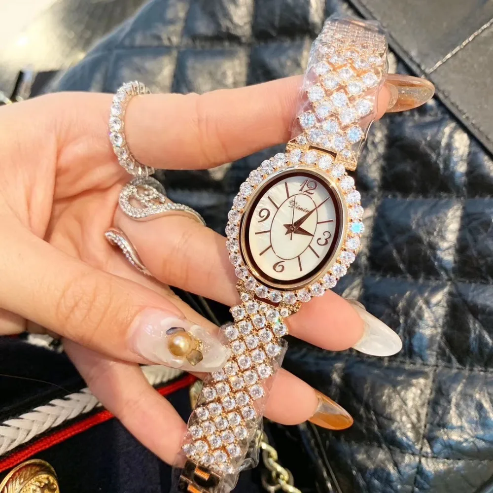 New Arrival Brand Jewelry Watches for Women Luxury Full Rhinestones Bracelet Watch Quartz Vintage Oval Party Dress Wrist watch