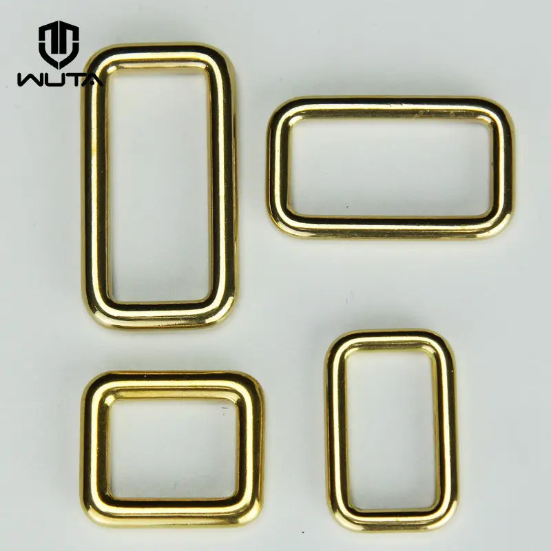 WUTA Solid Brass Rectangle Loop Ring Buckle Metal Square Ring Buckle Bag Luggage Belt Keeper DIY Leather Accessories 1/2/10pcs