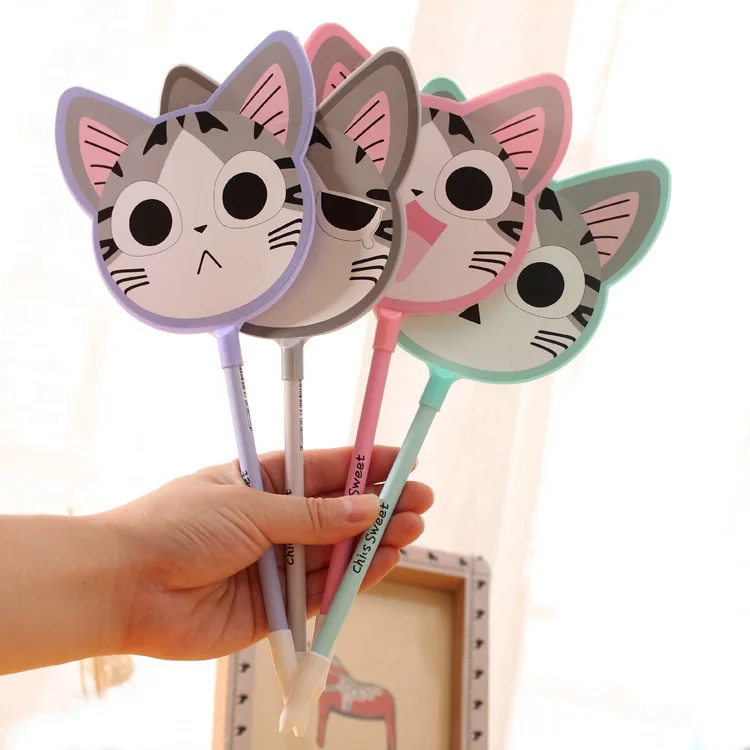 40pcs Korean Stationery Cute Kitty Fan Cute Creative Pen Student Prize Wholesale School Tools Writing Pens Kids Gifts