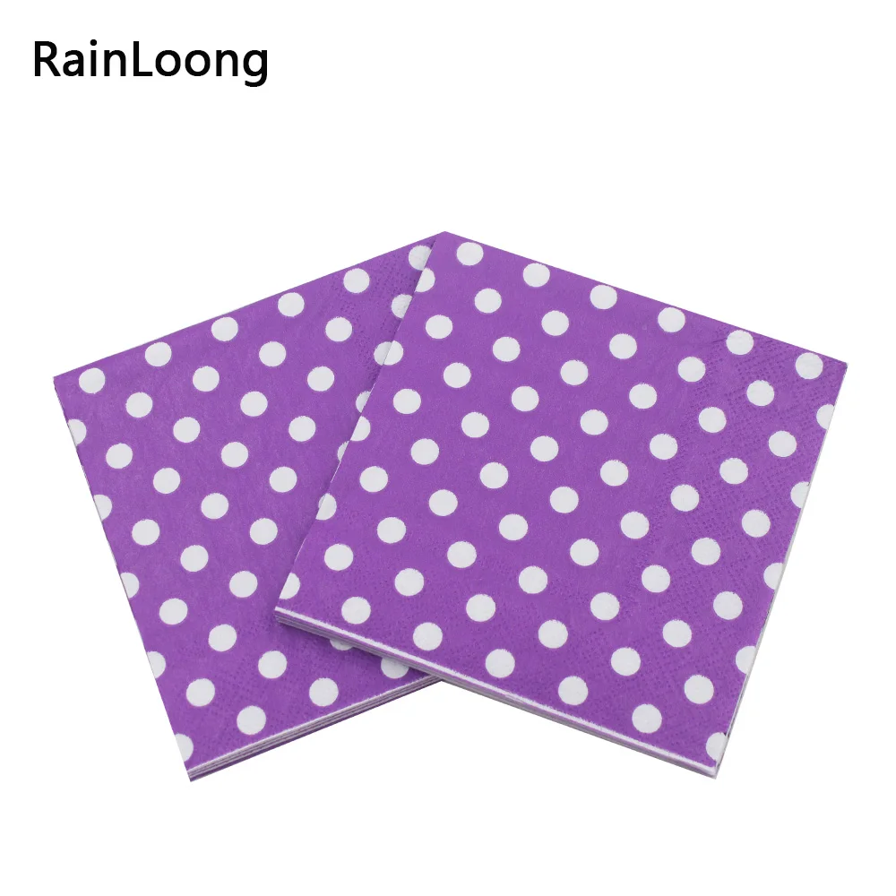 [RainLoong] Polka Dot Paper Napkins Decoupage Printed Beverage Event & Party Tissue Napkins Decoration Serviettes