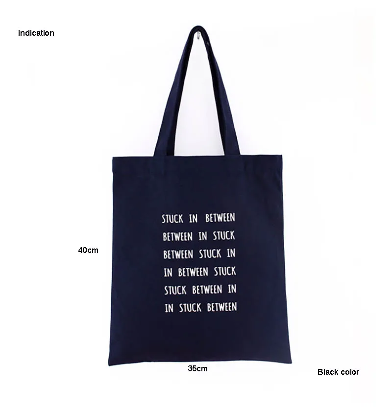 100pcs Black Size 35*40cm Customized Logo Silkscreen Print Company Black Tote Bag Fashion Eco Green Cotton Canvas Shopping Bags