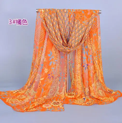 New Arrival 160*50CM Women Chiffon Silk Scarfs Spring polyester Scarves Print flowers Peacock Summer Shawls And Hijab wholesale