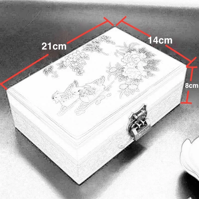 Antique Wooden Jewelry Box, Antique Storage Boxes, Chinese Lacquerware, Lacquer Arts with Lock, Wedding Gift, Red, Blue, Black