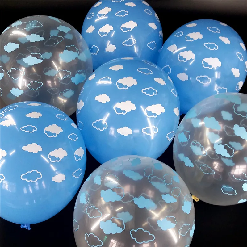 

12inch Blue clear Cloud Balloons 50pcs Latex Balloons for Boy Birthday Party Children's Day Decorations Romantic Party