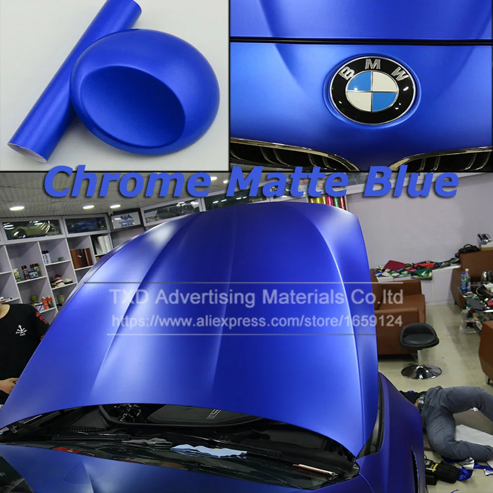 60cm/30cm*1m/2m/3m Blue Metallic Matt Vinyl wrap Car Wrap Chrome matte vinyl film blue Matt Film Vehicle Wrapping Sticker Foil