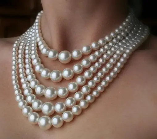 Big Pearl Jewelry Bridal Necklace Sets Vintage Statement Choker Collar Wedding Accessory Multi layer Beads Jewelry