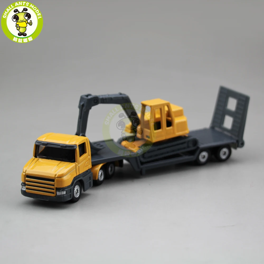 SIKU 1610 1611 1613 1616 Truck Trailer Low Loader with Excavator Bulldozer Yacht Helicopter Diecast Car Model Toys for kids gift