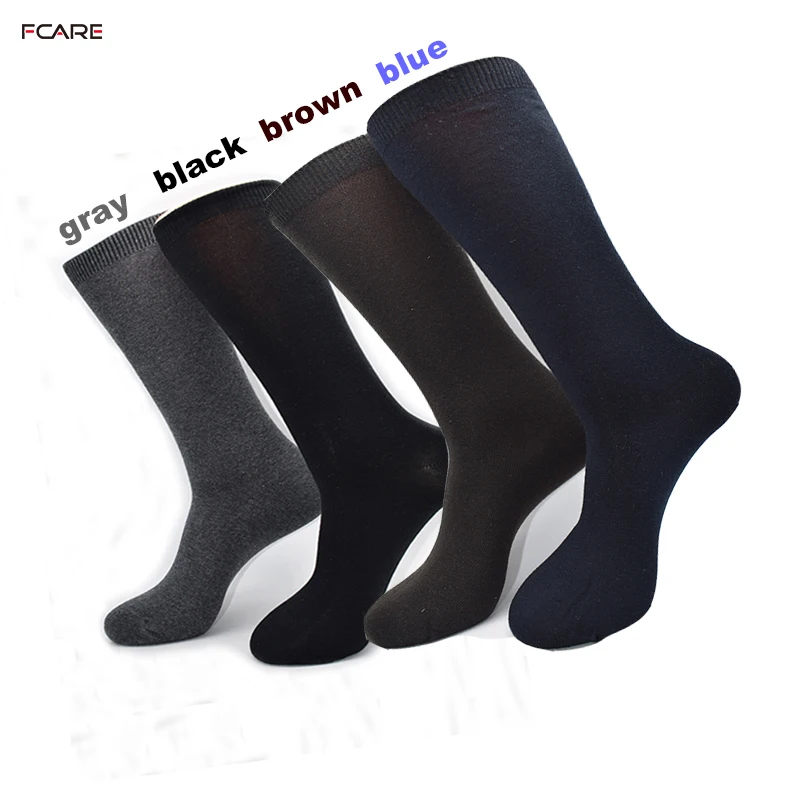 Fcare 8PCS=4 pairs black, blue, gray, brown 40-46  warm acrylic cotton long leg mid calf men dress business socks calcetines