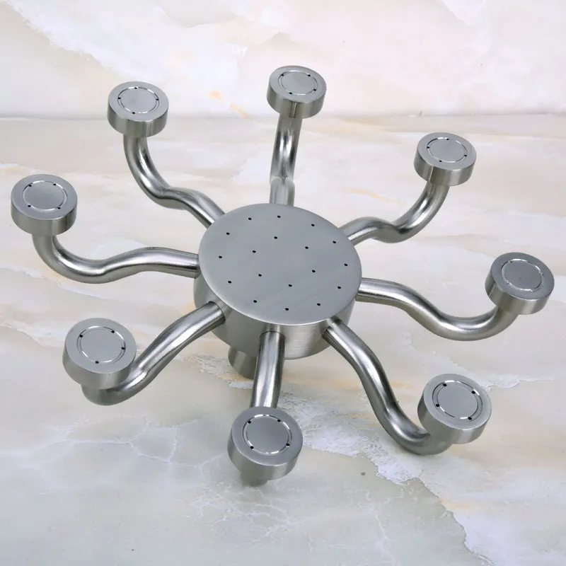 Pomme de douche à huit griffes en laiton Nickel brossé, 8 pouces (1/2 pouces), accessoire de salle de bain (Standard) ash214