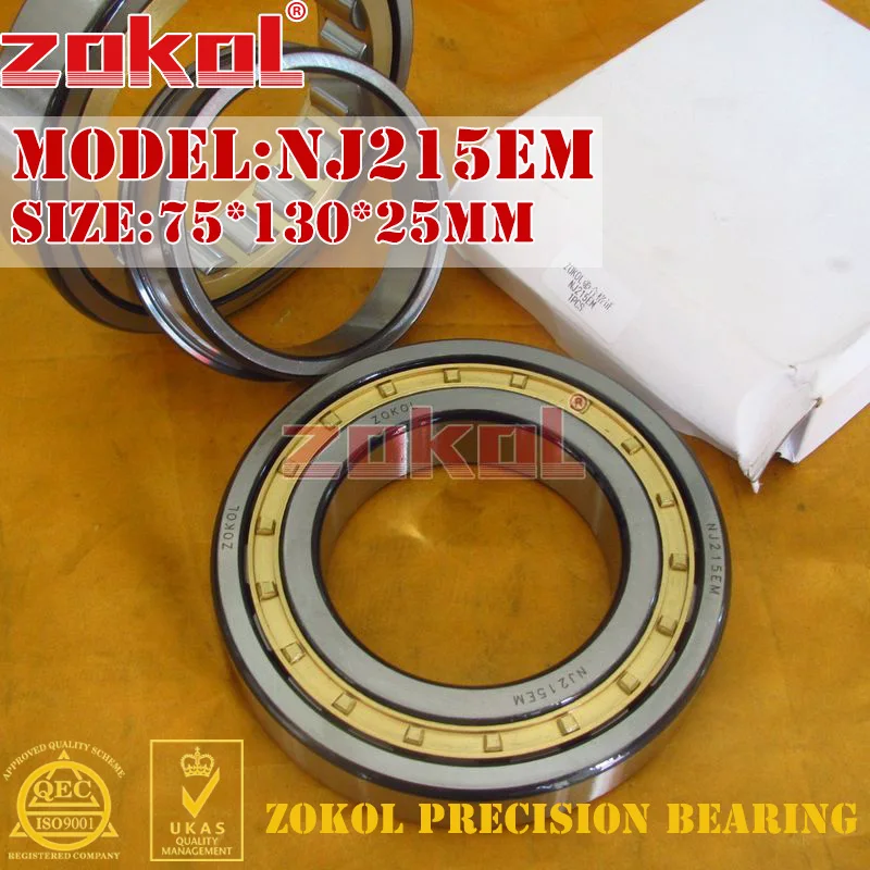 

ZOKOL NJ215 E M bearing NJ215EM 42215EH Cylindrical roller bearing 75*130*25mm