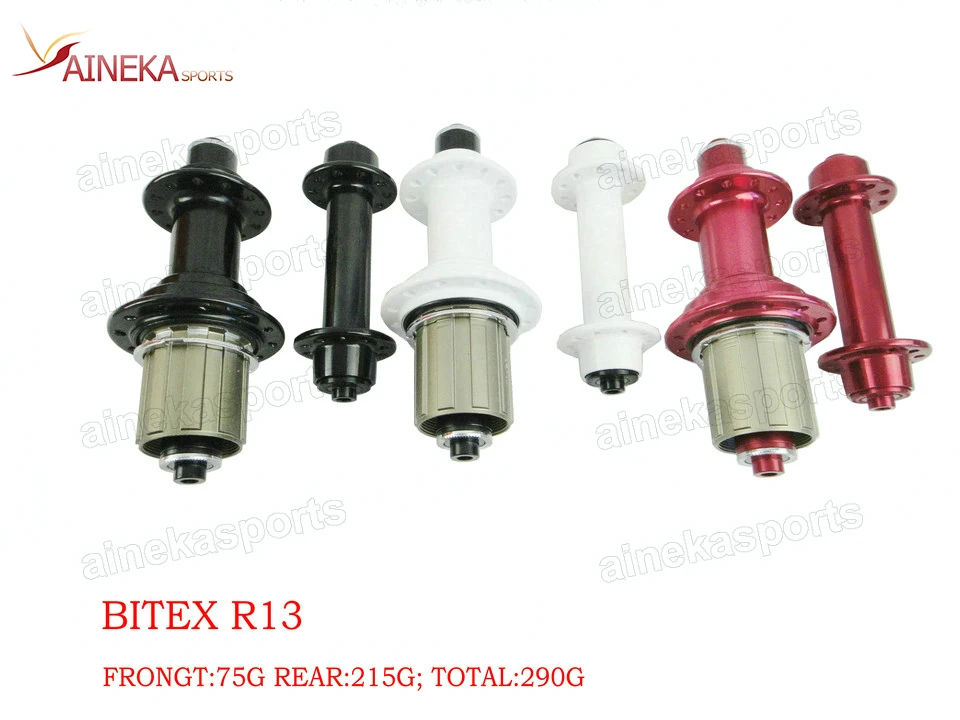 Clear Stock Bitex R13 Road Bike Hubs, Front 18H Rear 21H