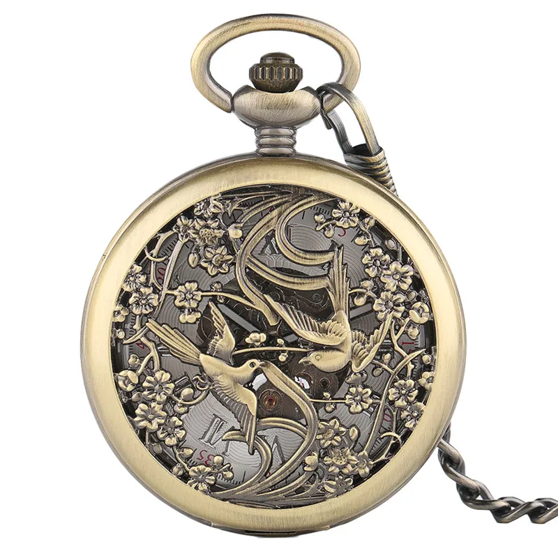 Beautiful Magpie Watches Pendant for Women Ladies Girls Friends Flower Case Fine Mechanical Pocket Watch Nursing Watches Gifts