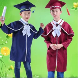 Children Students Performance Costumes Academic Bachelor Gown Kindergarten Kids Dr Clothes Graduated Bachelor Suits Dr cap