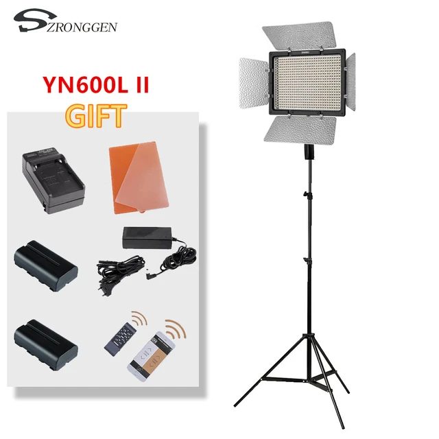 Yongnuo-yn600l ii yn600l ii 600 ledビデオライトパネル,3200-5500k,写真セット,充電器,バッテリー,三脚アダプター  - AliExpress