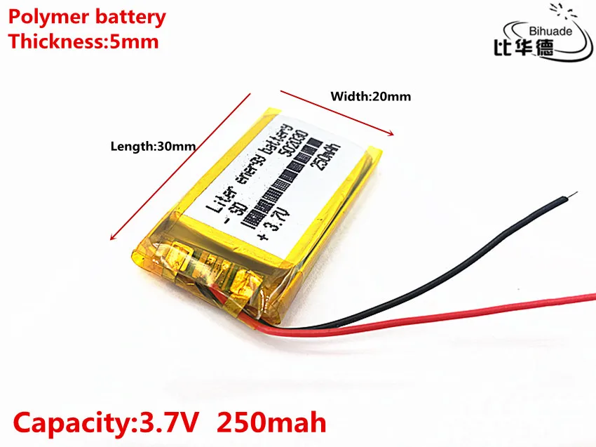 2019year  502030 3.7v 250mAh li-ion Lipo cells Lithium Li-Po Polymer Rechargeable Battery For MP3 MP4 speaker Tachograph Car DVR