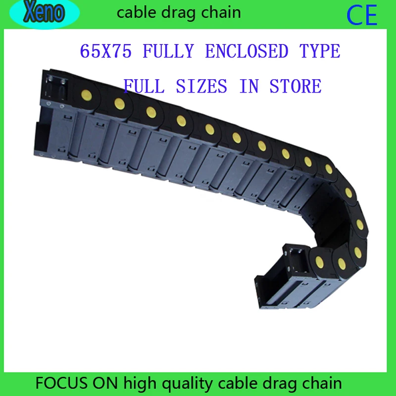 

Free Shipping 65*75 10 Meters Fully Enclosed Type Plastic Towline Cable Drag Chain Wire Carrier With End Connects