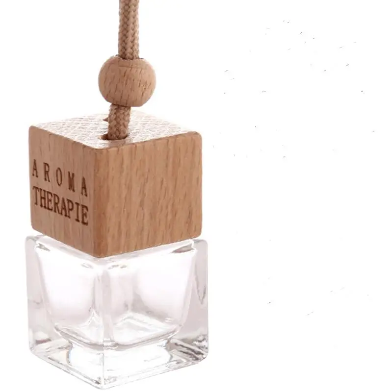 8ml Car Perfume Bottles Wood Screw Cap Glass Empty Bottle with Hang Rope for Car Decorations Air Freshener LX5279