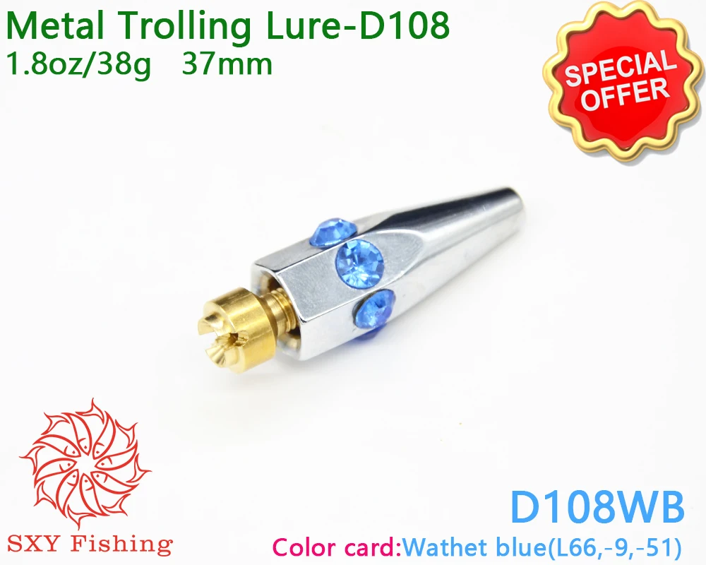 

SXY FISHING D108WB 1,8 OZ металлическая медная наживка с головкой Wathet blue gem eye Trolling приманка глубокая приманка для морской рыбалки металлическая Осьмин...