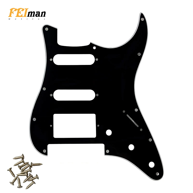 Fei Man - Custom Guitar Accessories, Strat HSS Pickguard, 11 Screws For Fender Strat Floyd Rose Bridge Cut With PAF Humbucker