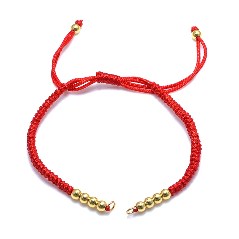 4 Pieces Red Black Woven Rope String Adjustable Chain for Bracelet Making Diy Handmade Gold Copper Beads Connectors Jewelry