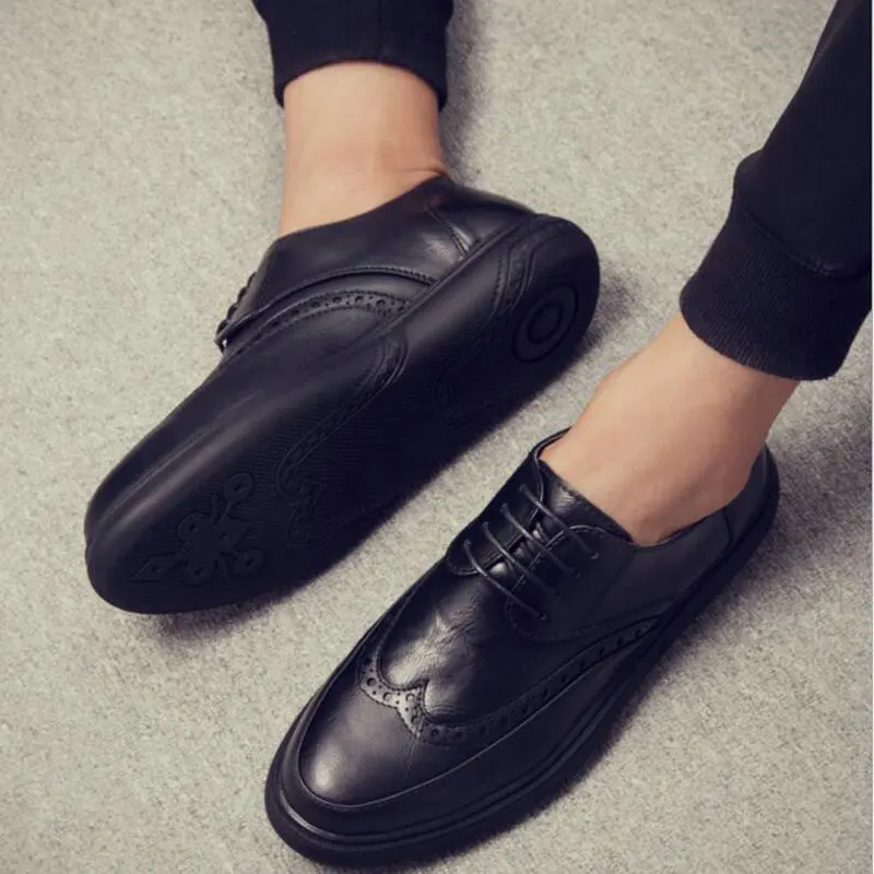 

New Arrival Luxury Italian Brand Men Leather Flats Men British Brogue Dress Shoes Formal Business Oxfords Shoes for Men 2019