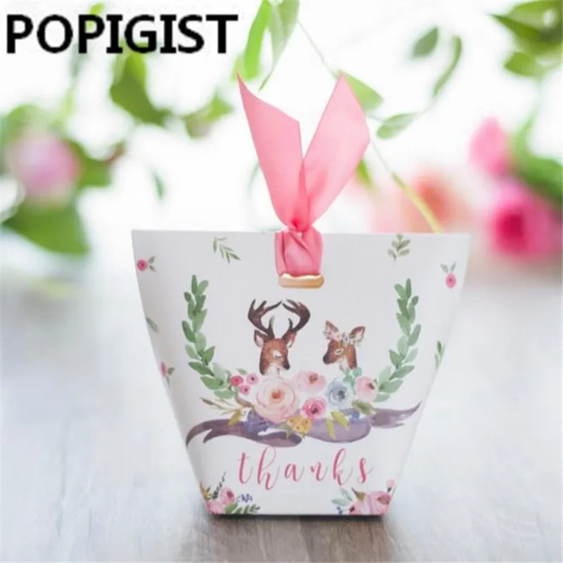 New European Wedding Favors Green leaves Candy Boxes Bomboniere Sweet Gift Box thanksgiving box Party Chocolate Box