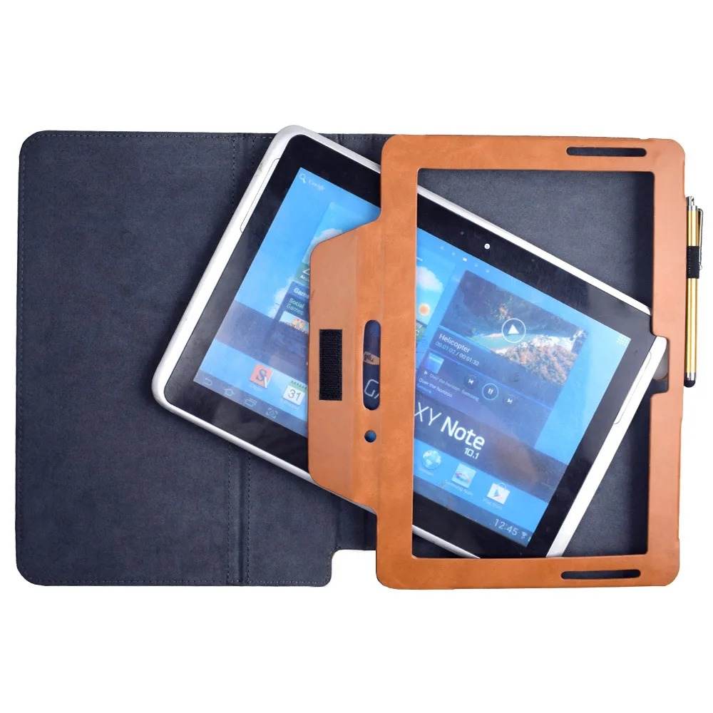 Advanced pu leather stand cover case for Samsung Galaxy Note 10.1 GT N8000 tablet N8010 N8013 N8020 Folio Flip book case pocket