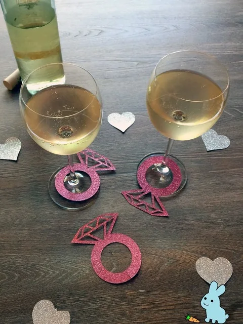 

glitter Wine Charms Wine Tags Name Tags Diamond Rings Glass Markers Wedding Bridal Engagement Shower Bachelorette Party