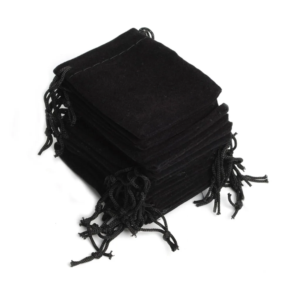 100pcs 5*7cm Black Retail Velvet Pouch Bags Drawstring Bags Jewelry Wedding Christmas Gift Packaging sachet emballage zakjes