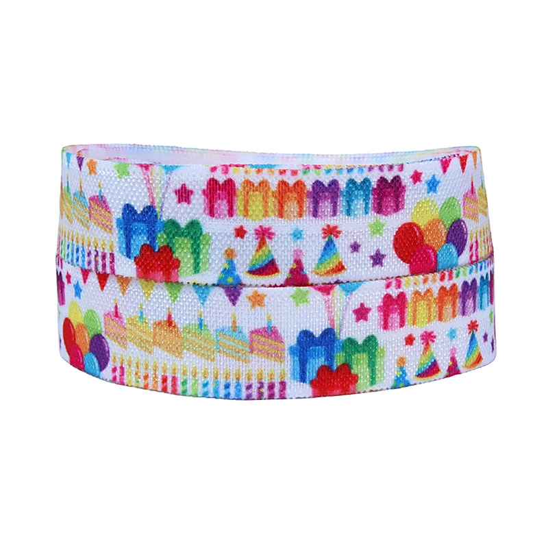 

Free shipping birthday gifts printed fold over elastic