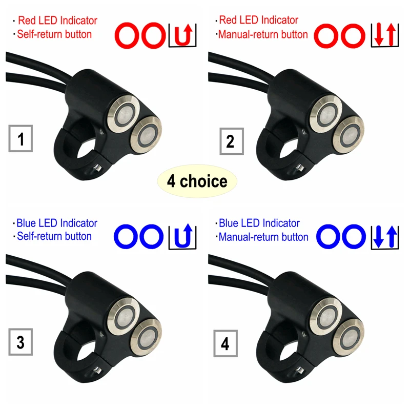 LMoDri 22mm Handlebar Motorcycle Switches ATV Scooter Headlight Hazard Brake Fog Light Switch ON-OFF Aluminum With Indicator DIY