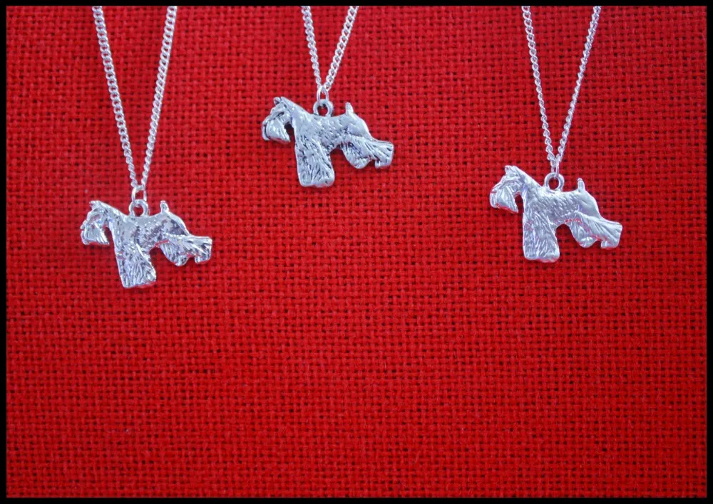 schnauzer dog necklace  Handmade necklace Embossed pendant jewelry Silver color plated fast delivery