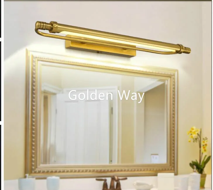 54cm/66cm Bathroom Mirror Lamp Waterproof Retro Bronze Cabinet Vanity Mirror Lights 100% Brass Wall Lamp LED Light Wall Lamp