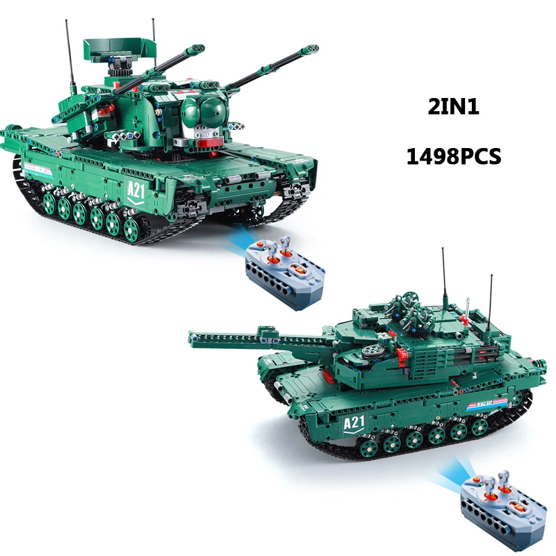 Technical Modern Military 2.4Ghz Remote Control M1a2 Abrams Main Battle Tank Block 2in1 Panther Model Bricks Rc Toys Collection