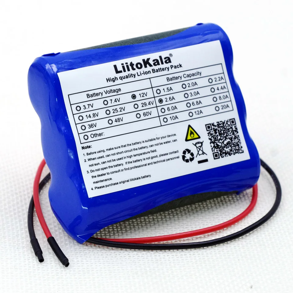 Liitokala New 12 V 2600 mAh lithium-ion Battery pack Monitor CCTV Camera battery 12.6 V to 11.1 V 18650 backup power No DC plug