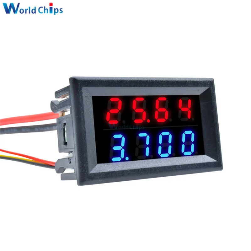 0.28 Inch Red Blue LED Dual Display 4 Bit 5 Wires DC 200V 10A Voltage Current Meter Power Supply Digital DC Voltmeter Ammeter