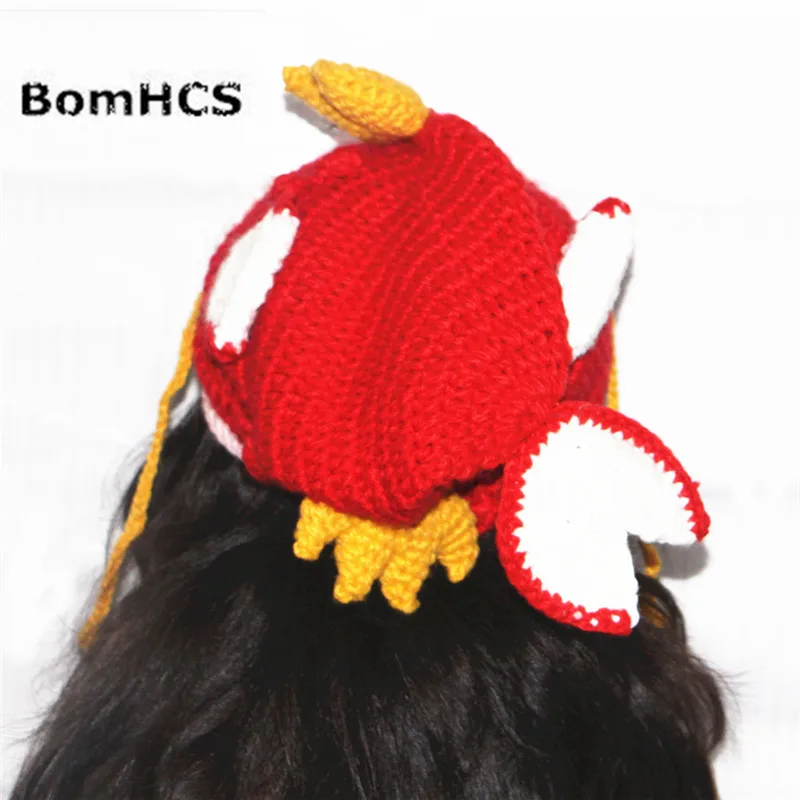 BomHCS Funny Colour Goldfish Carp Beanie Handmade Knitted Winter Thick Hat Cap Halloween Christmas Gift