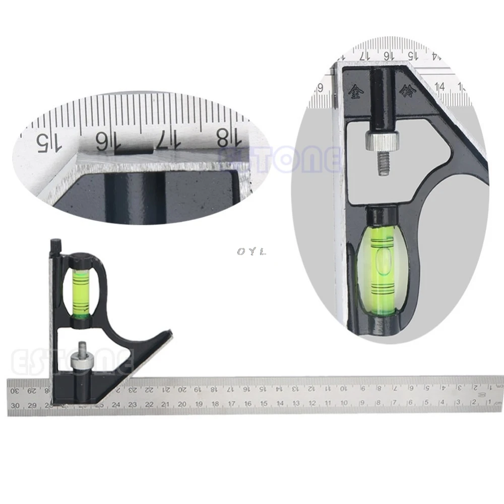 Adjustable Engineers Combination Try Square Set Right Angle Ruler New 300mm(12")