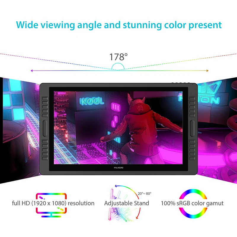 HUION KAMVAS Pro 22 Battery-Free Pen Display Monitor AG Glass Digital Drawing Monitor Pen Tablet Graphic Tablet Android