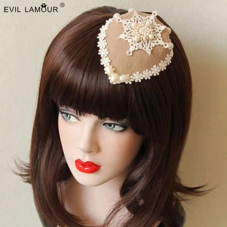 

Princess lolita hat romantic hair pin Small pure and fresh and sweet cream-colored joker hat clip hairpin hat headdress FJ-99