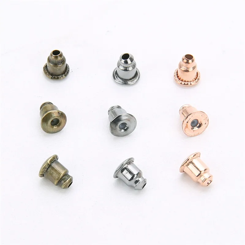 ACLOVEX 100pcs/lot Metal Alloy Ear Earring Back Earring Stopper Plugs Blocked Earrings Findings Accessories Diy Jewelry Making