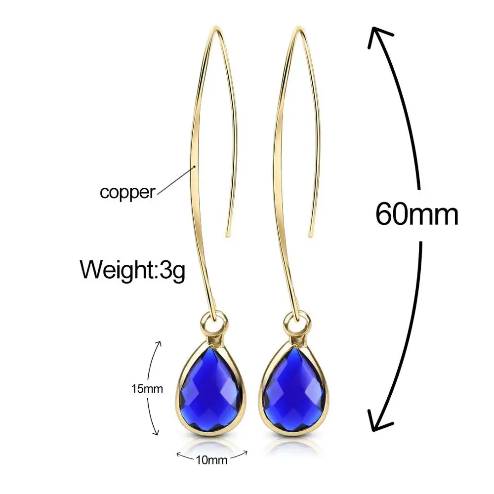 2024 Trendy Teardrop Crystal Dangle Earrings for Women Girls Fashion Gold Color Pink Waterdrop Long Earring Bridesmaid Jewelry